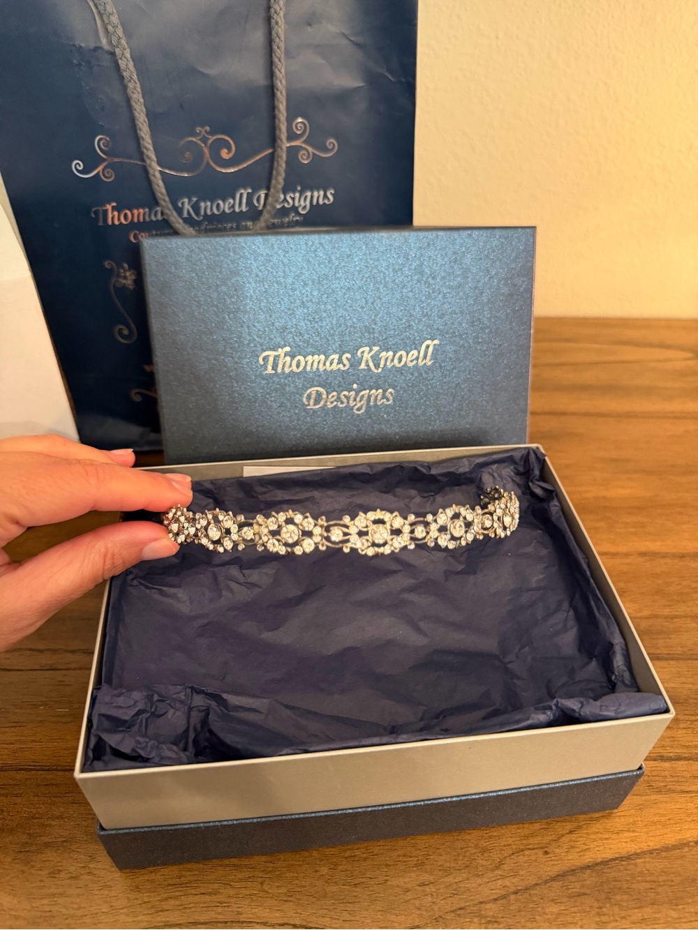 Thomas Knoell Designs Custom made Silver Crystal Floral Headband